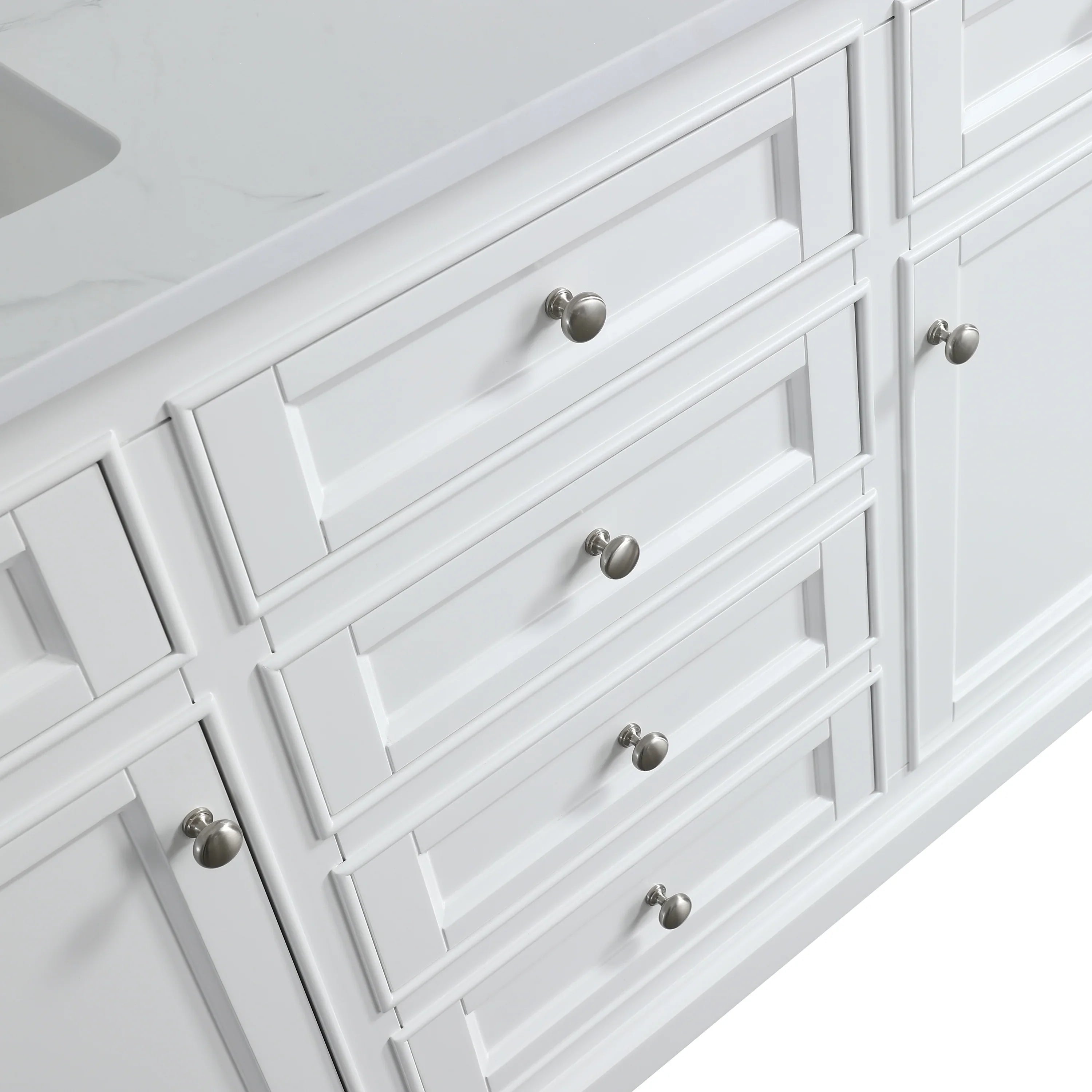 60" White Freestanding Double Sink Bathroom Vanity with Engineered Calcutta Marble Countertop-Migration_Bathroom Vanities-DECOROLALA