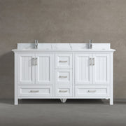 60" White Freestanding Double Sink Bathroom Vanity with Engineered Calcutta Marble Countertop-Migration_Bathroom Vanities-DECOROLALA