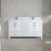 60" White Freestanding Double Sink Bathroom Vanity with Engineered Calcutta Marble Countertop-Migration_Bathroom Vanities-DECOROLALA