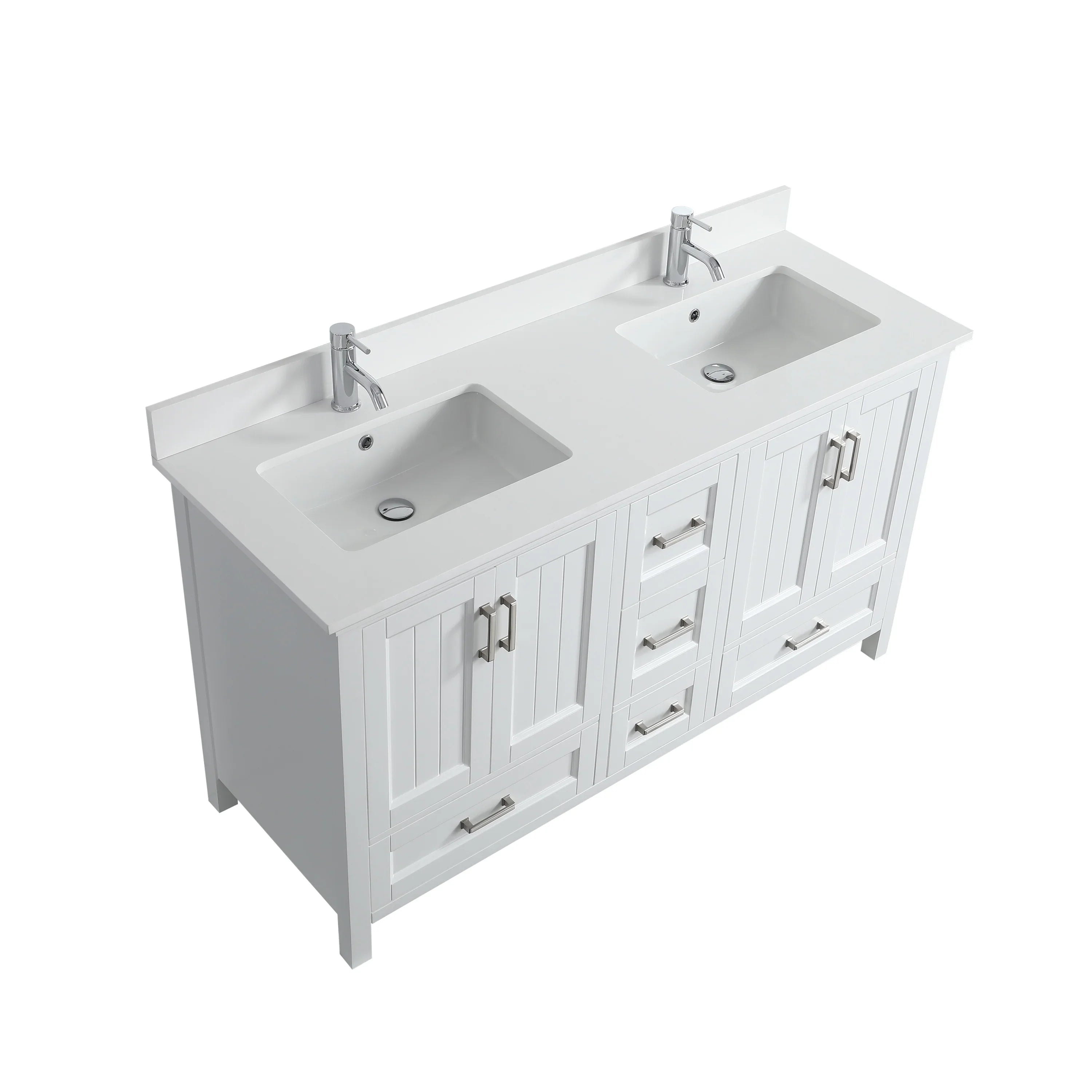 60" White Freestanding Double Sink Bathroom Vanity with White Quartz Countertop-Migration_Bathroom Vanities-DECOROLALA