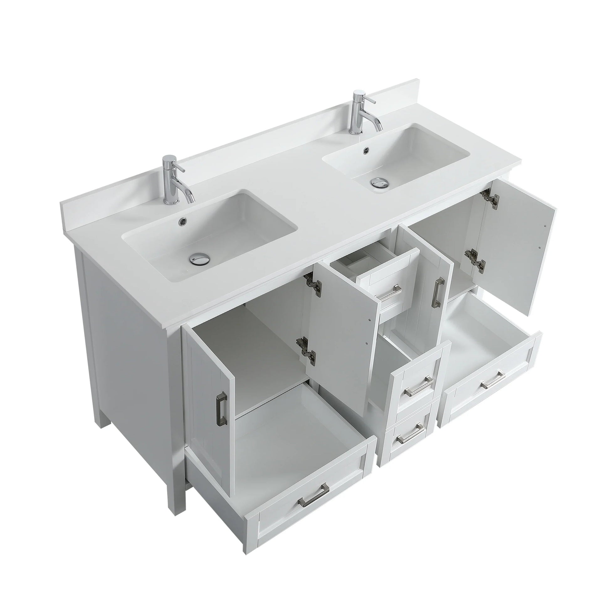 60" White Freestanding Double Sink Bathroom Vanity with White Quartz Countertop-Migration_Bathroom Vanities-DECOROLALA