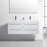 60" White Wall Mount Bathroom Vanity with White Polymarble Countertop-Migration_Bathroom Vanities-DECOROLALA