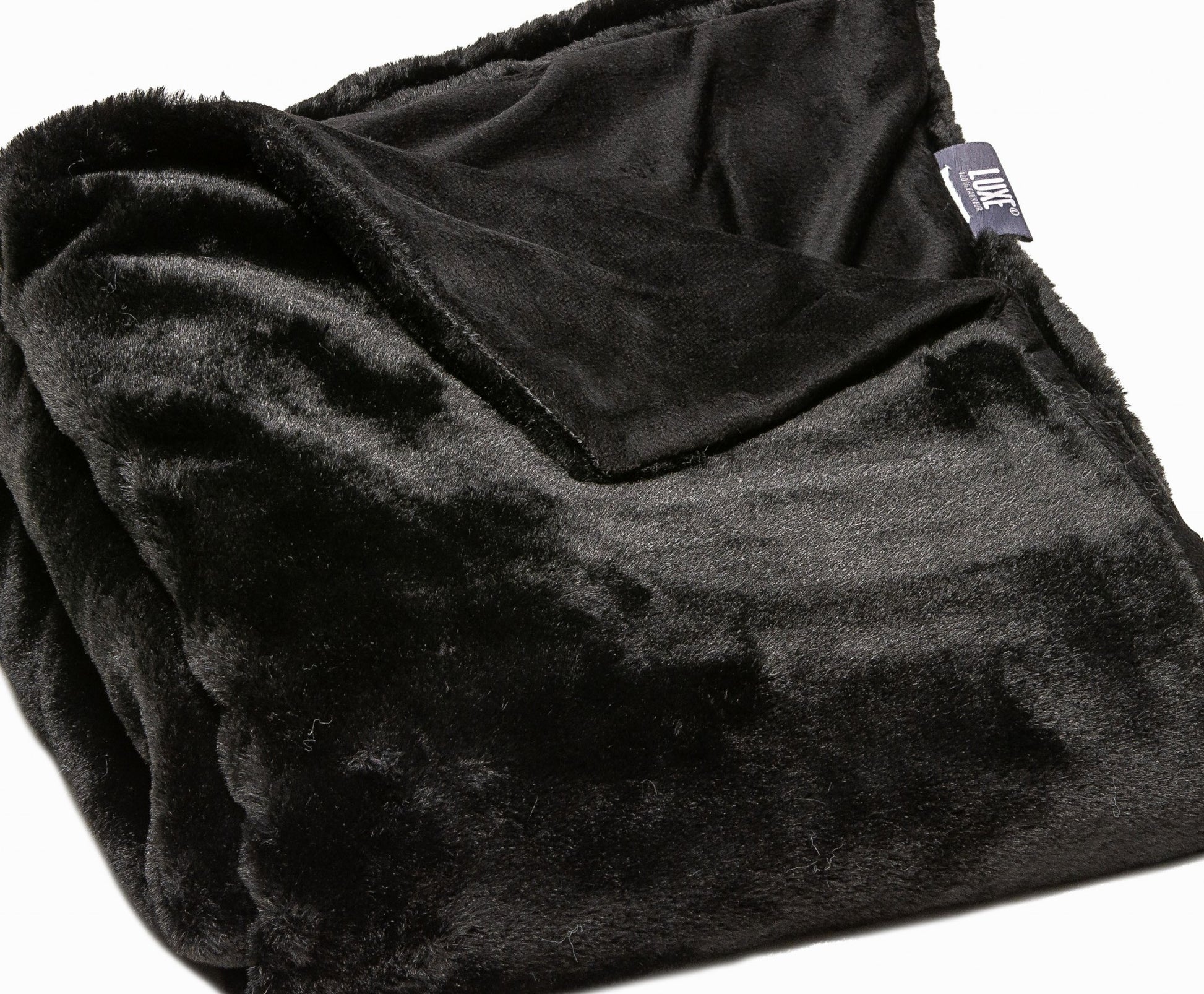 60" X 2" Black Faux Fur Plush Throw Blanket-Throws & Blankets-DECOROLALA