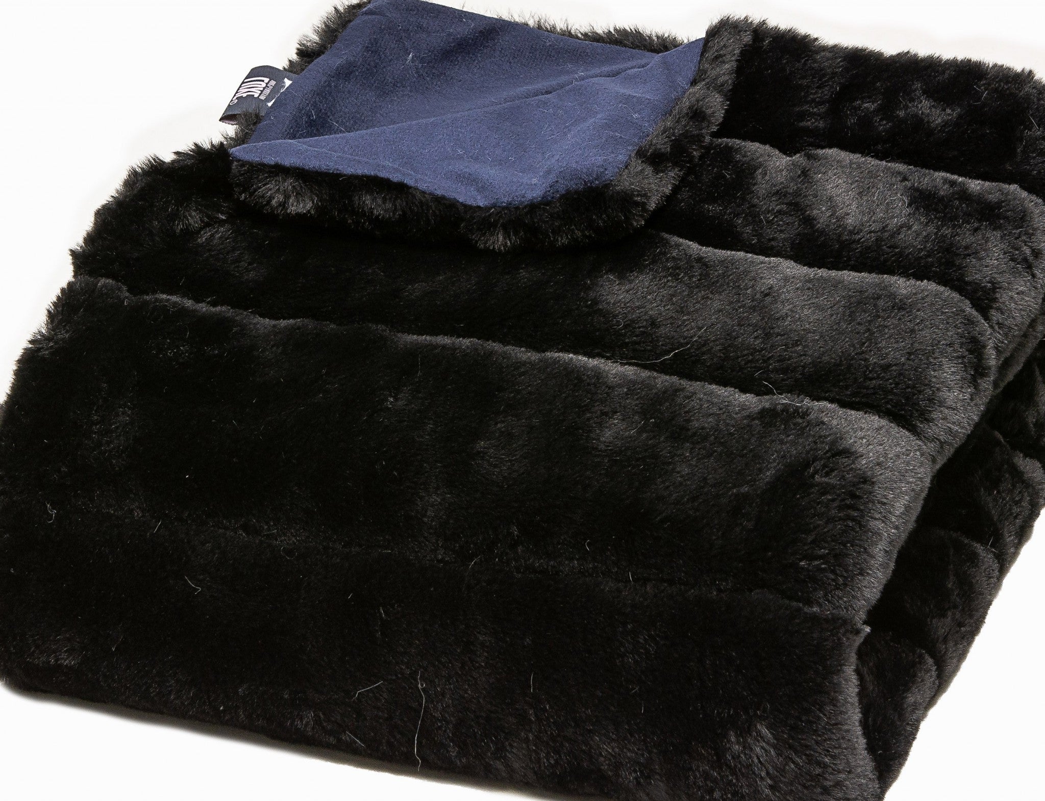 60" X 2" Black Faux Fur Plush Throw Blanket-Throws & Blankets-DECOROLALA