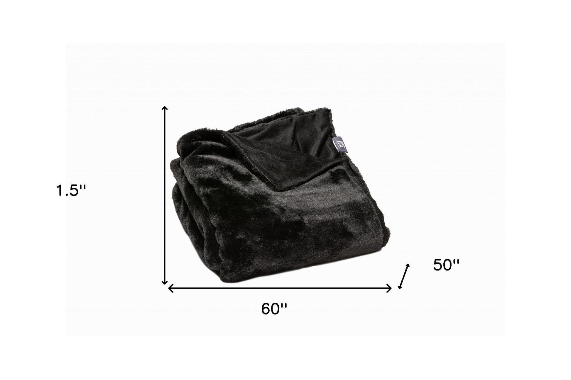 60" X 2" Black Faux Fur Plush Throw Blanket-Throws & Blankets-DECOROLALA