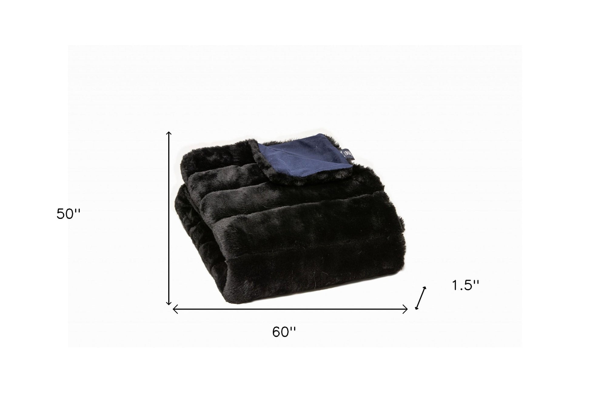 60" X 2" Black Faux Fur Plush Throw Blanket-Throws & Blankets-DECOROLALA
