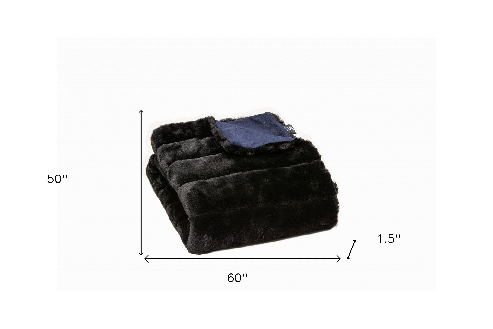 60" X 2" Black Faux Fur Plush Throw Blanket-Throws & Blankets-DECOROLALA
