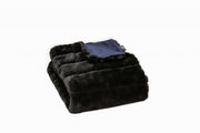 60" X 2" Black Faux Fur Plush Throw Blanket-Throws & Blankets-DECOROLALA