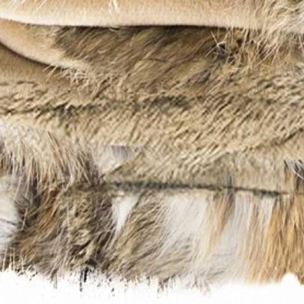 60" X 50" Tan Knitted Rabbit Fur Animal Print Throw Blanket-Throws & Blankets-DECOROLALA