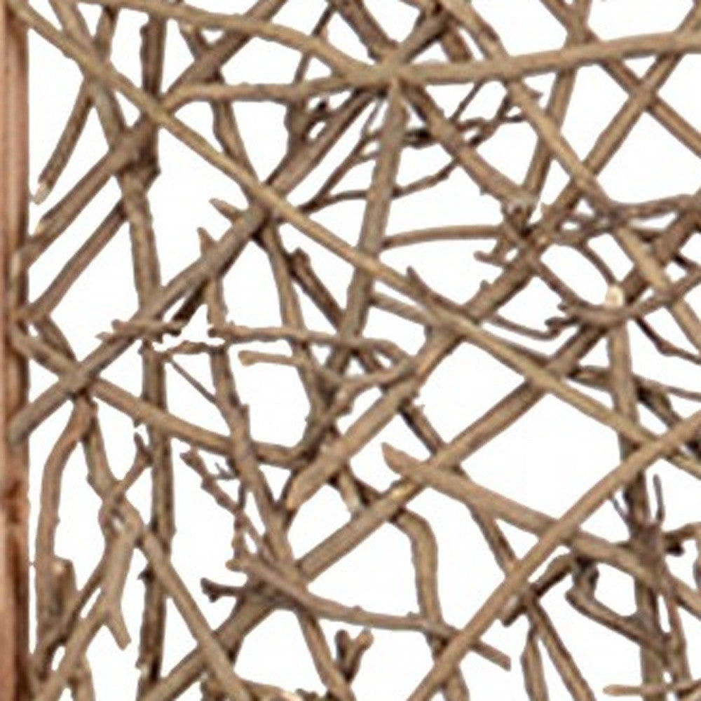 60 X 69 Brown 3 Panel Wood Foldable Screen-Room Dividers-DECOROLALA