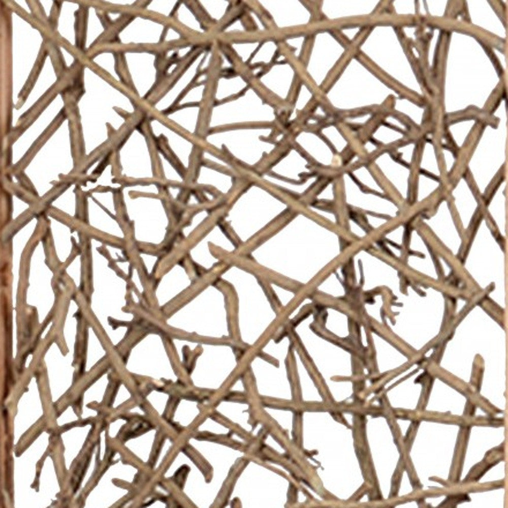 60 X 69 Brown 3 Panel Wood Foldable Screen-Room Dividers-DECOROLALA