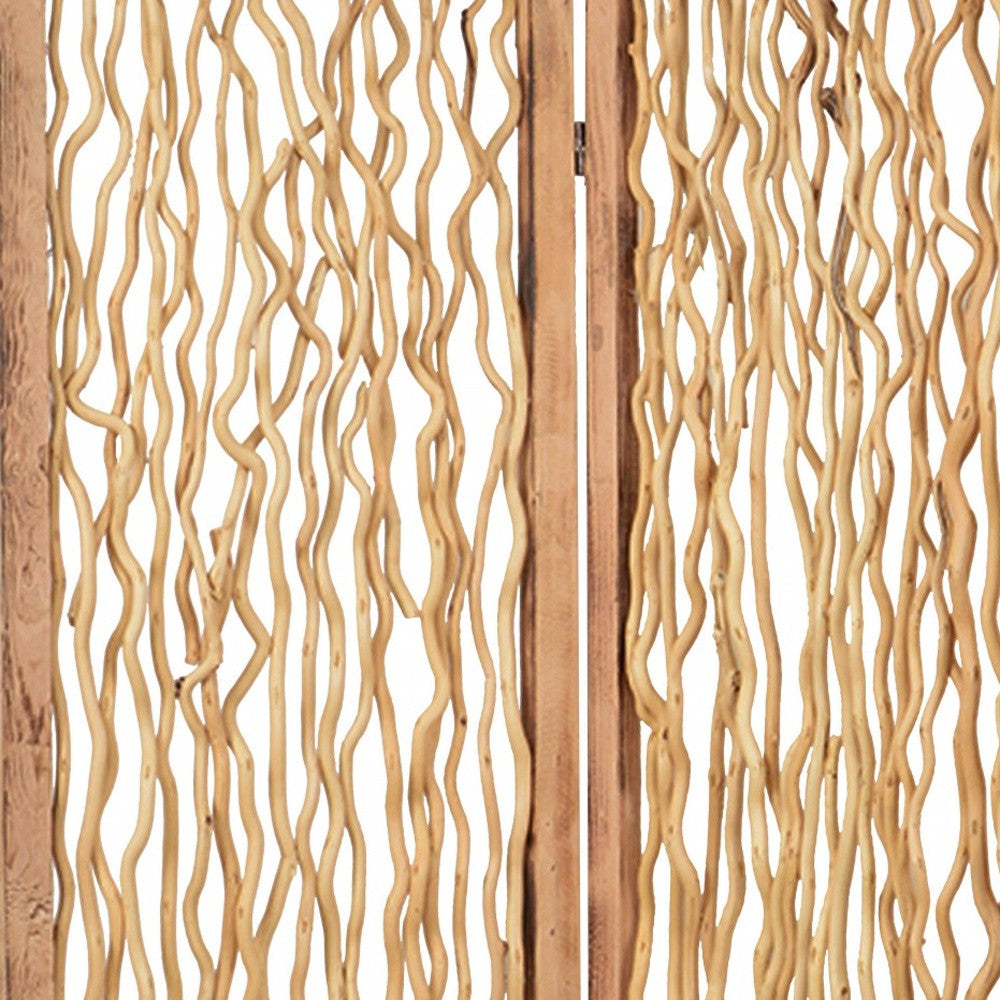 60 X 69 Brown 3 Panel Wood Foldable Screen-Room Dividers-DECOROLALA