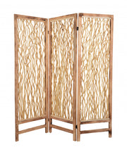 60 X 69 Brown 3 Panel Wood Foldable Screen-Room Dividers-DECOROLALA