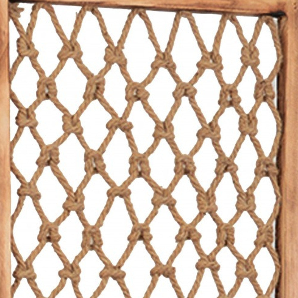 60 X 69 Natural Rope Wooden Screen-Room Dividers-DECOROLALA