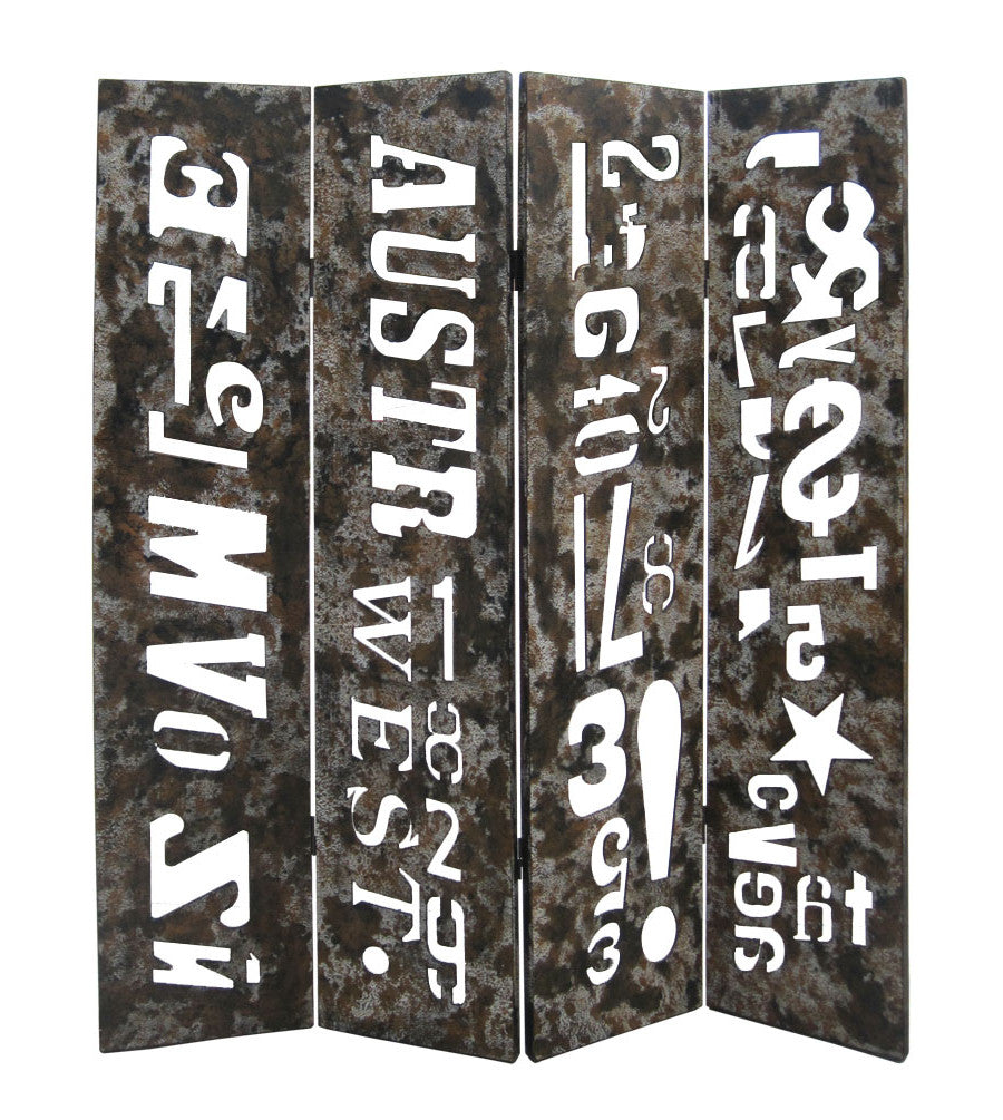 60" X 71" Brown Distressed Wooden Screen-Room Dividers-DECOROLALA