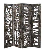 60" X 71" Brown Distressed Wooden Screen-Room Dividers-DECOROLALA