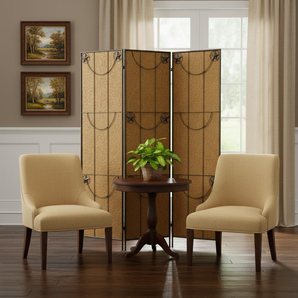 60 X 72 Brown Metal Lone Star - Screen-Room Dividers-DECOROLALA