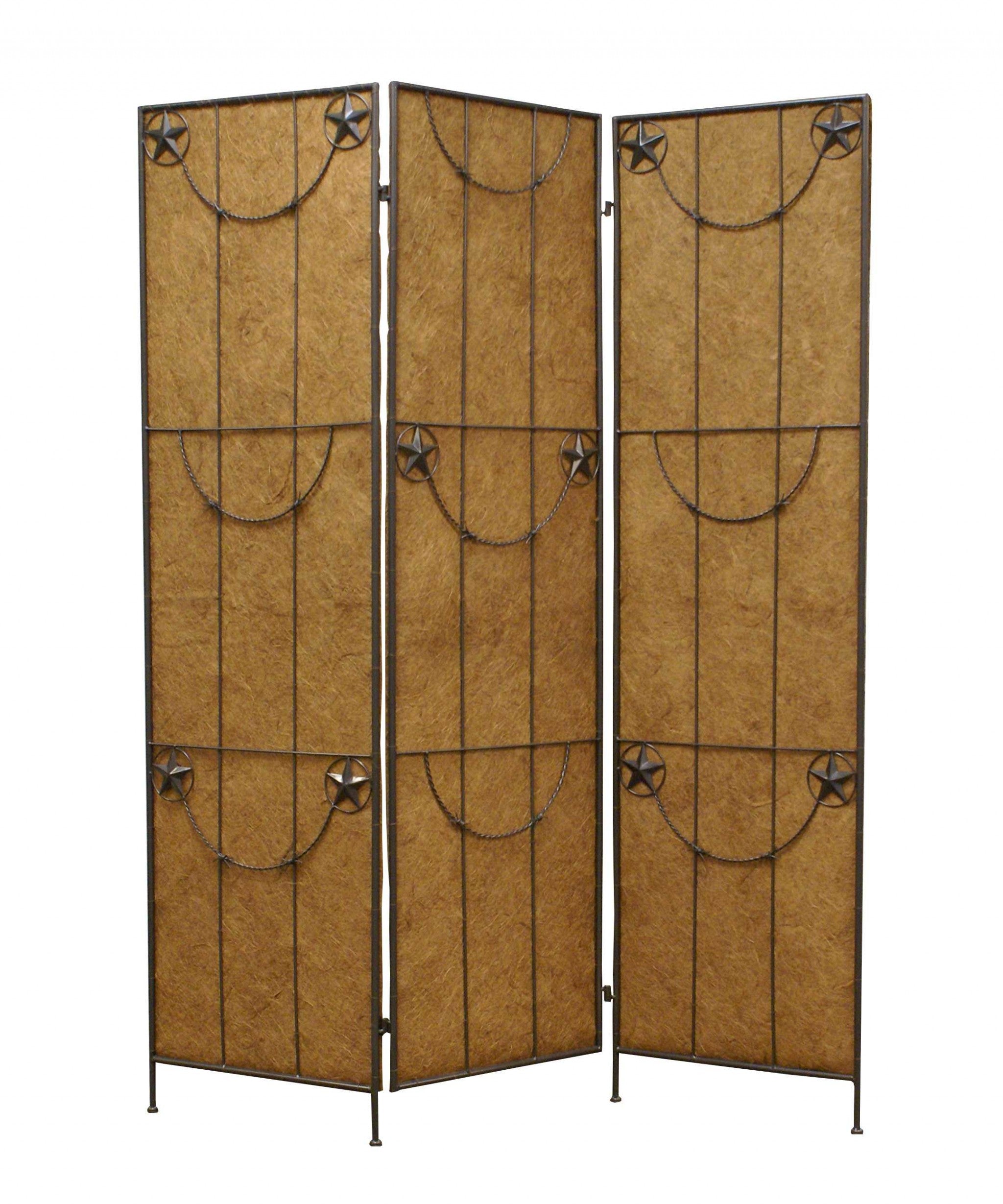 60 X 72 Brown Metal Lone Star - Screen-Room Dividers-DECOROLALA