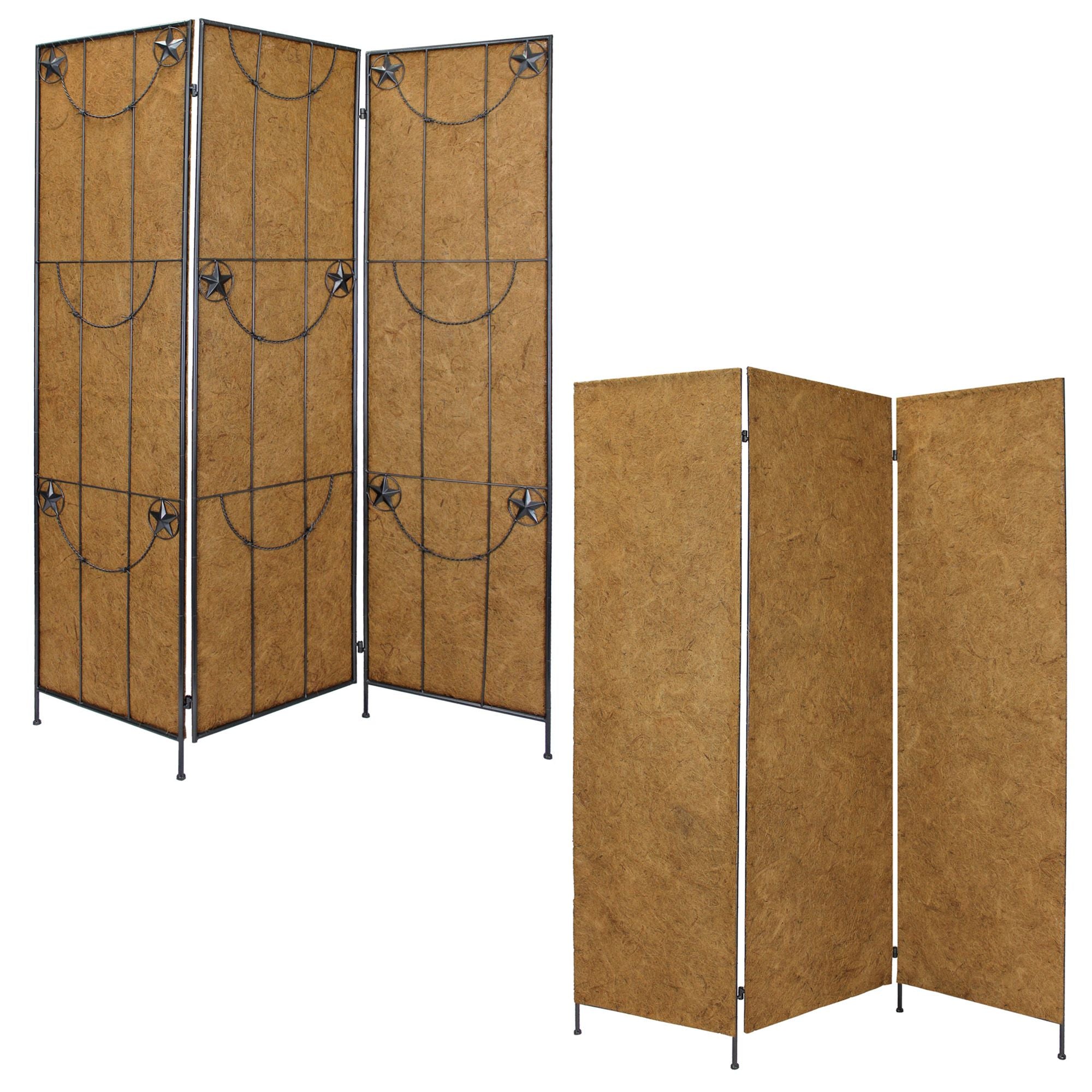 60 X 72 Brown Metal Lone Star - Screen-Room Dividers-DECOROLALA