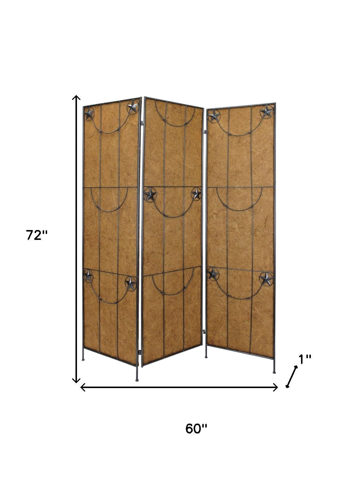 60 X 72 Brown Metal Lone Star - Screen-Room Dividers-DECOROLALA