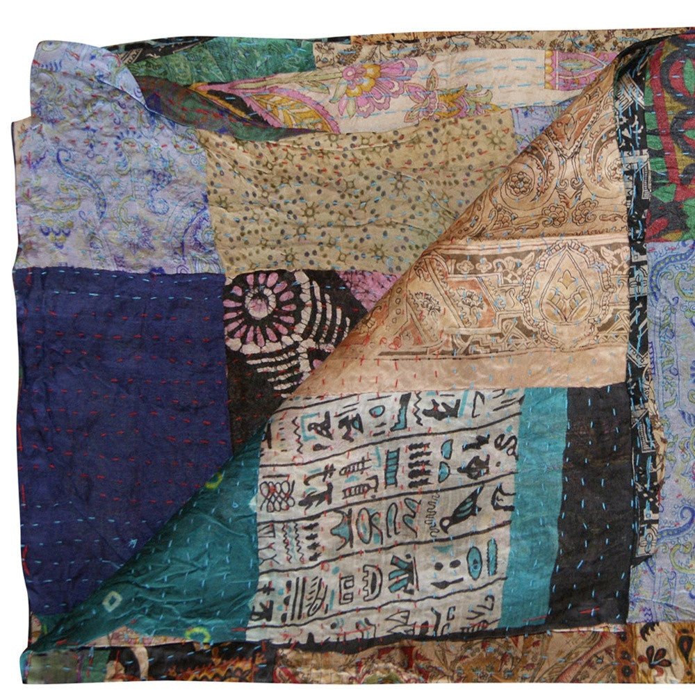 60" X 90" Silk Multicolor Throws-Throws & Blankets-DECOROLALA