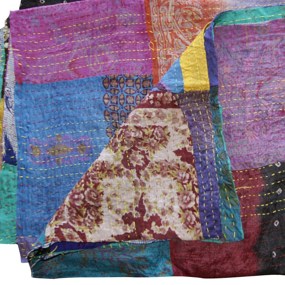 60" X 90" Silk Multicolor Throws-Throws & Blankets-DECOROLALA