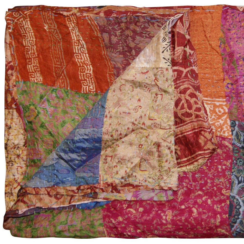60" X 90" Silk Multicolor Throws-Throws & Blankets-DECOROLALA