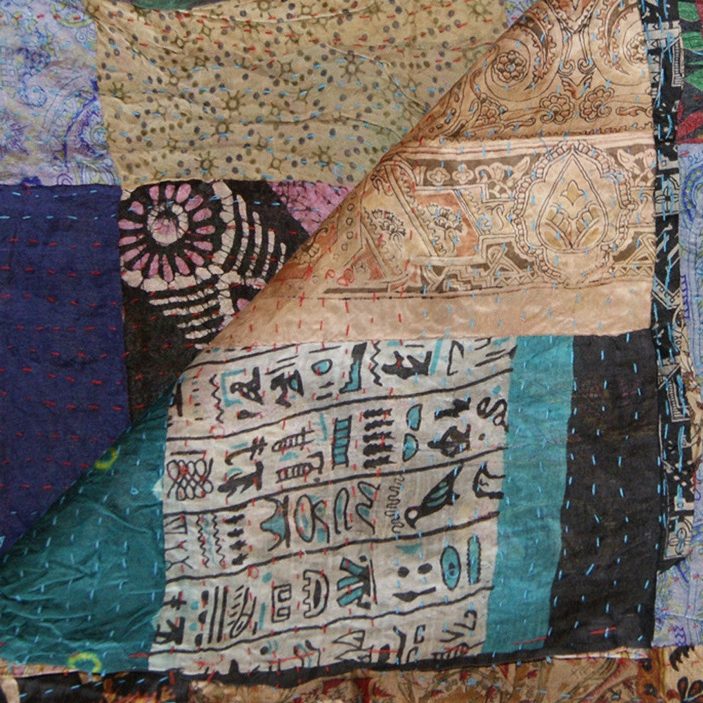 60" X 90" Silk Multicolor Throws-Throws & Blankets-DECOROLALA