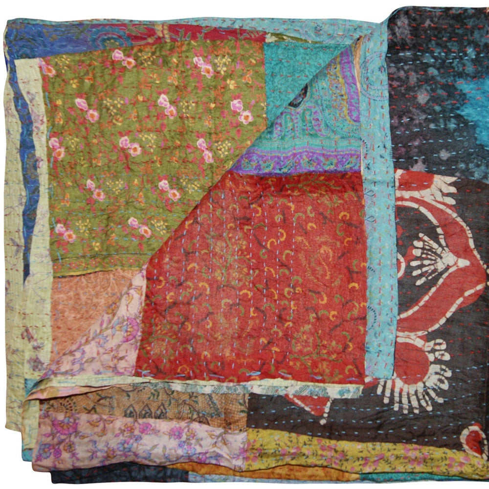 60" X 90" Silk Multicolor Throws-Throws & Blankets-DECOROLALA