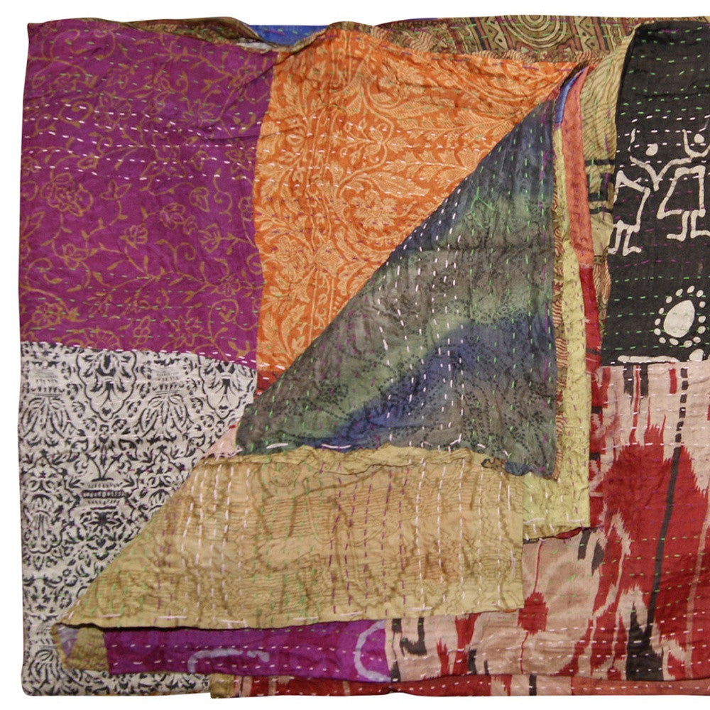 60" X 90" Silk Multicolor Throws-Throws & Blankets-DECOROLALA