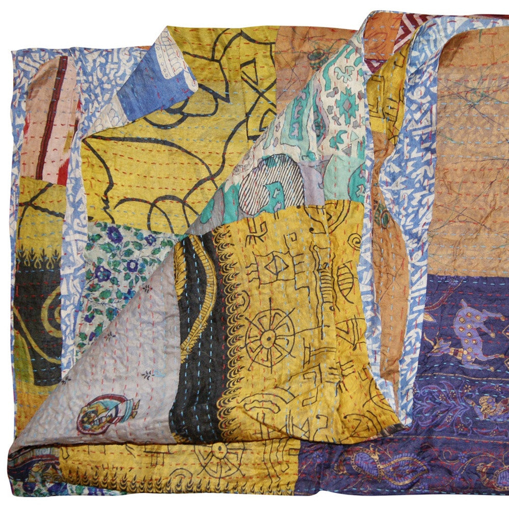 60" X 90" Silk Multicolor Throws-Throws & Blankets-DECOROLALA