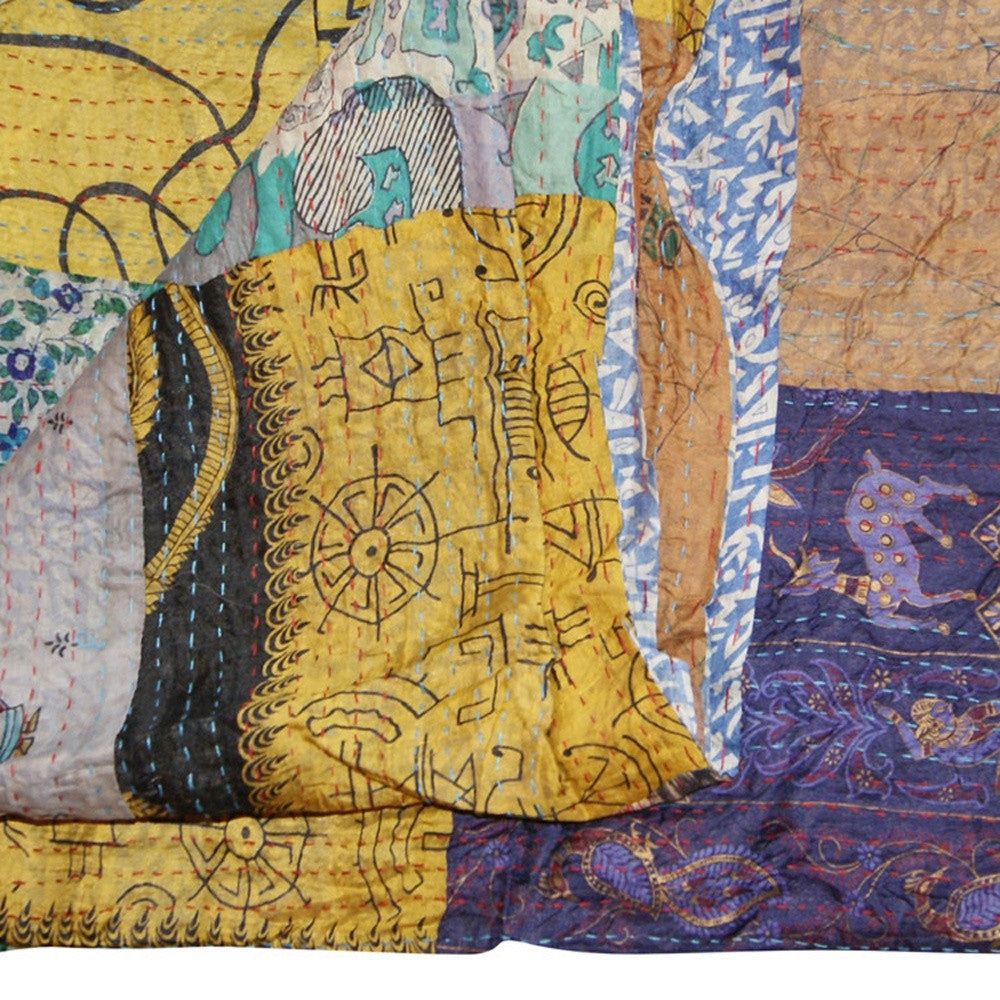 60" X 90" Silk Multicolor Throws-Throws & Blankets-DECOROLALA