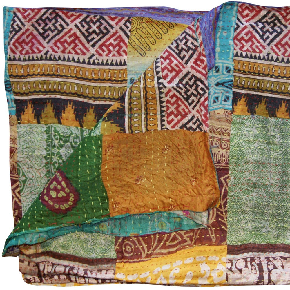 60" X 90" Silk Multicolor Throws-Throws & Blankets-DECOROLALA