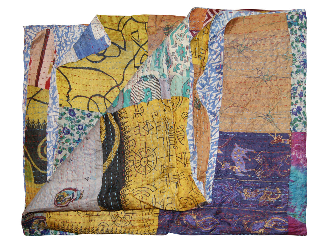 60" X 90" Silk Multicolor Throws-Throws & Blankets-DECOROLALA