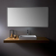 60" x 28" Premium LED Bathroom Mirror with Matte Black Aluminum Frame - Anti-Fog Smart Mirror with Adaptive Dimming Control, 6000K Cool White Lighting & Compact Illumination Design-Migration_Mirrors-DECOROLALA