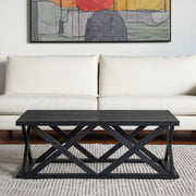 48" Black Solid Wood Geo Frame Coffee Table-0