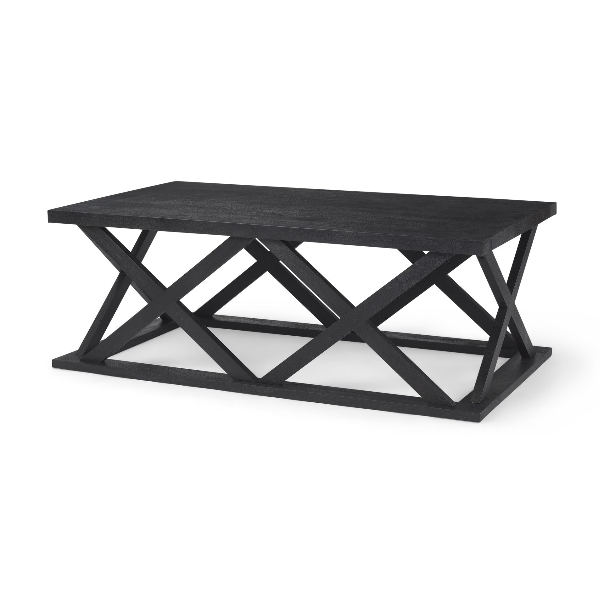48" Black Solid Wood Geo Frame Coffee Table-1