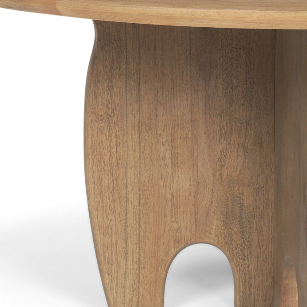 59" Brown Solid Wood Pedestal Base Round Top Dining Table-Dining Tables-DECOROLALA
