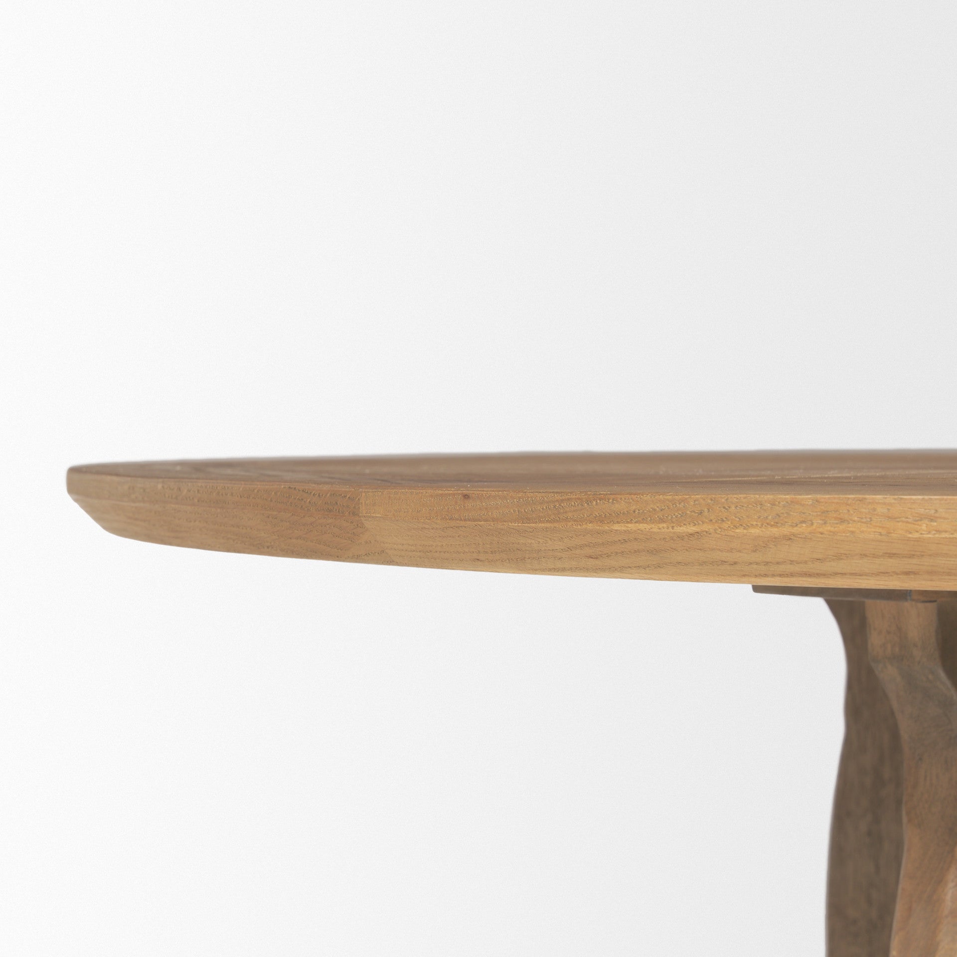 59" Brown Solid Wood Pedestal Base Round Top Dining Table-Dining Tables-DECOROLALA