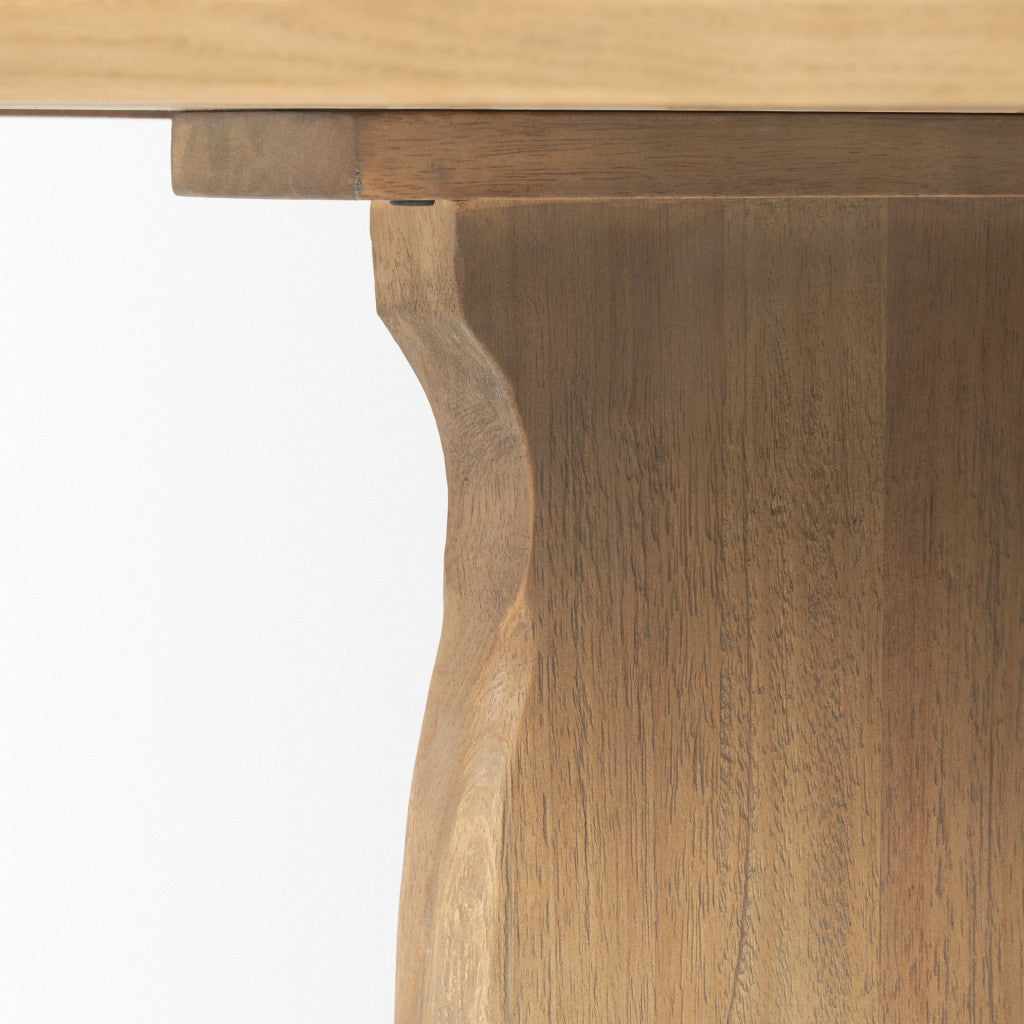 59" Brown Solid Wood Pedestal Base Round Top Dining Table-Dining Tables-DECOROLALA