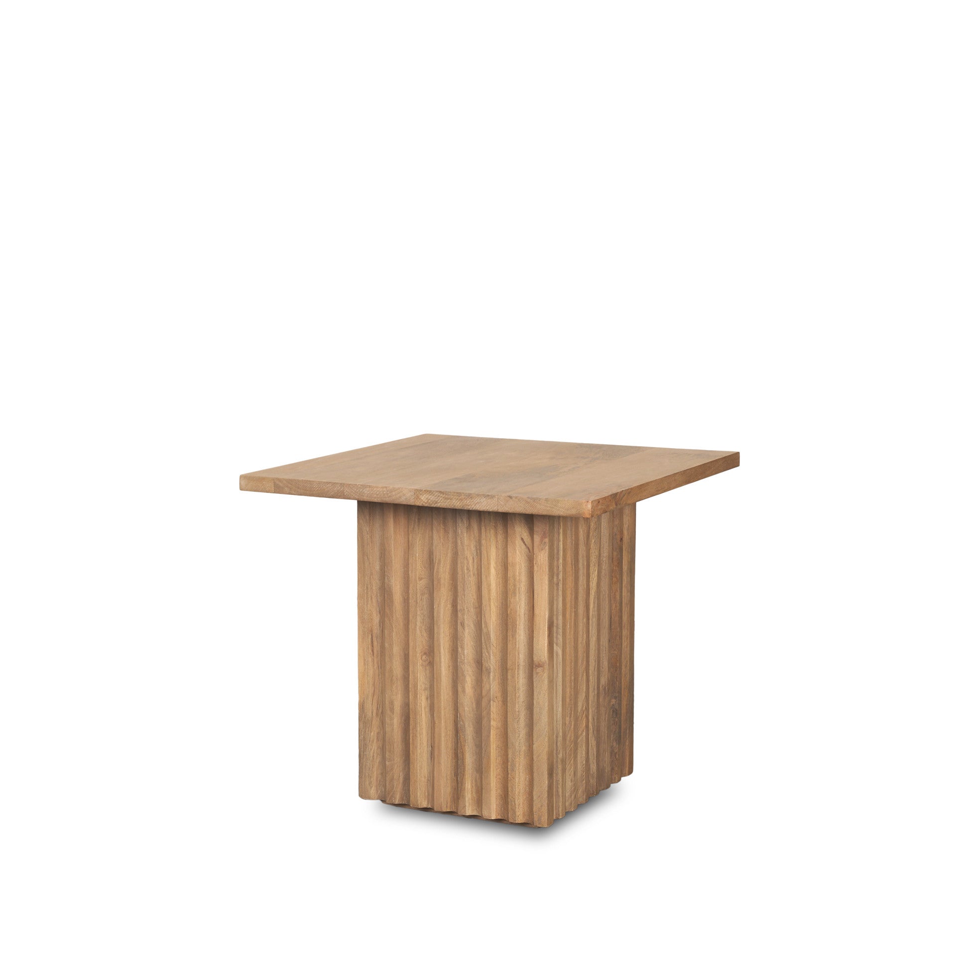 22" Brown Solid Wood Square Block End Table-End-Side Tables-DECOROLALA