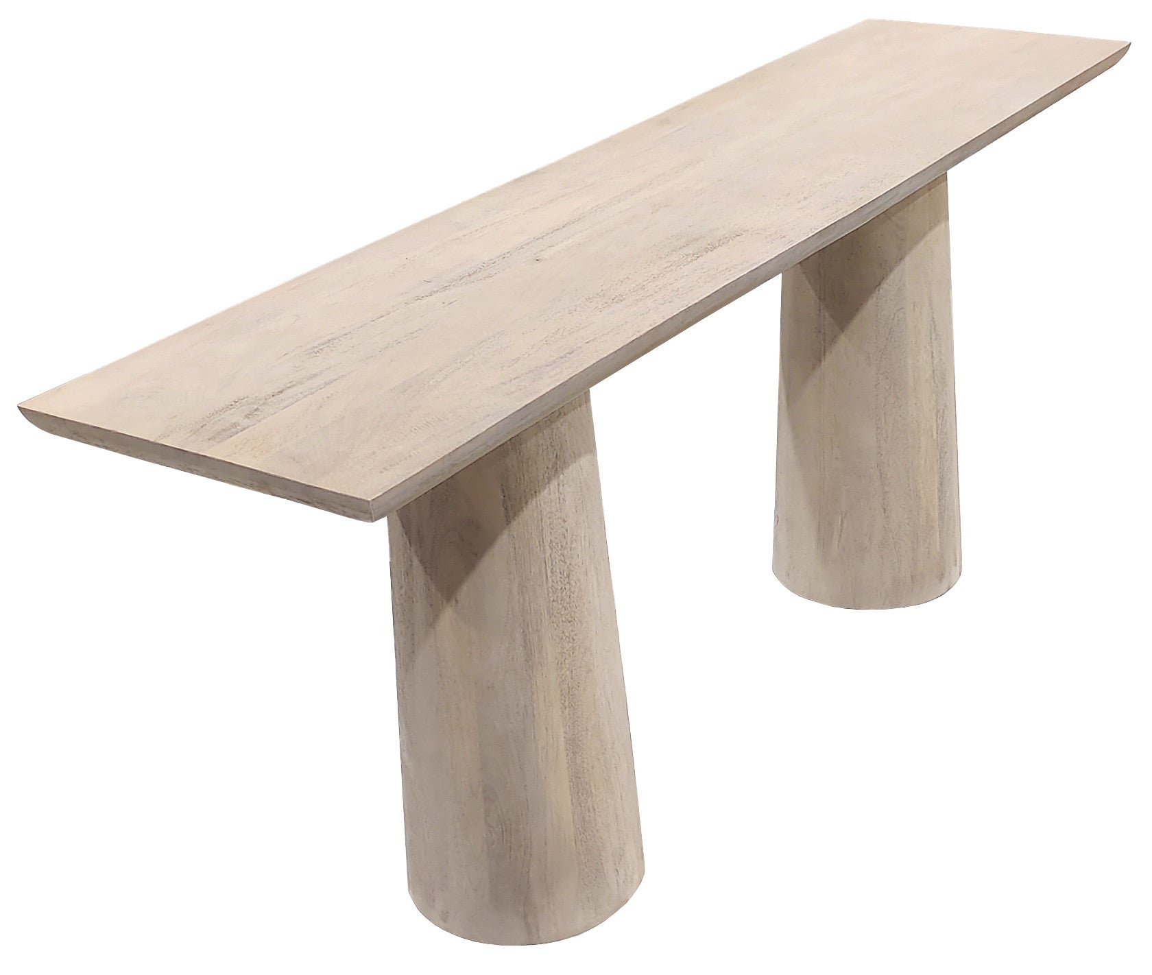 72" Natural Solid Wood Distressed Double Pedestal Console Table-Console Tables-DECOROLALA