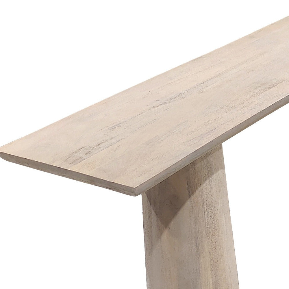 72" Natural Solid Wood Distressed Double Pedestal Console Table-Console Tables-DECOROLALA
