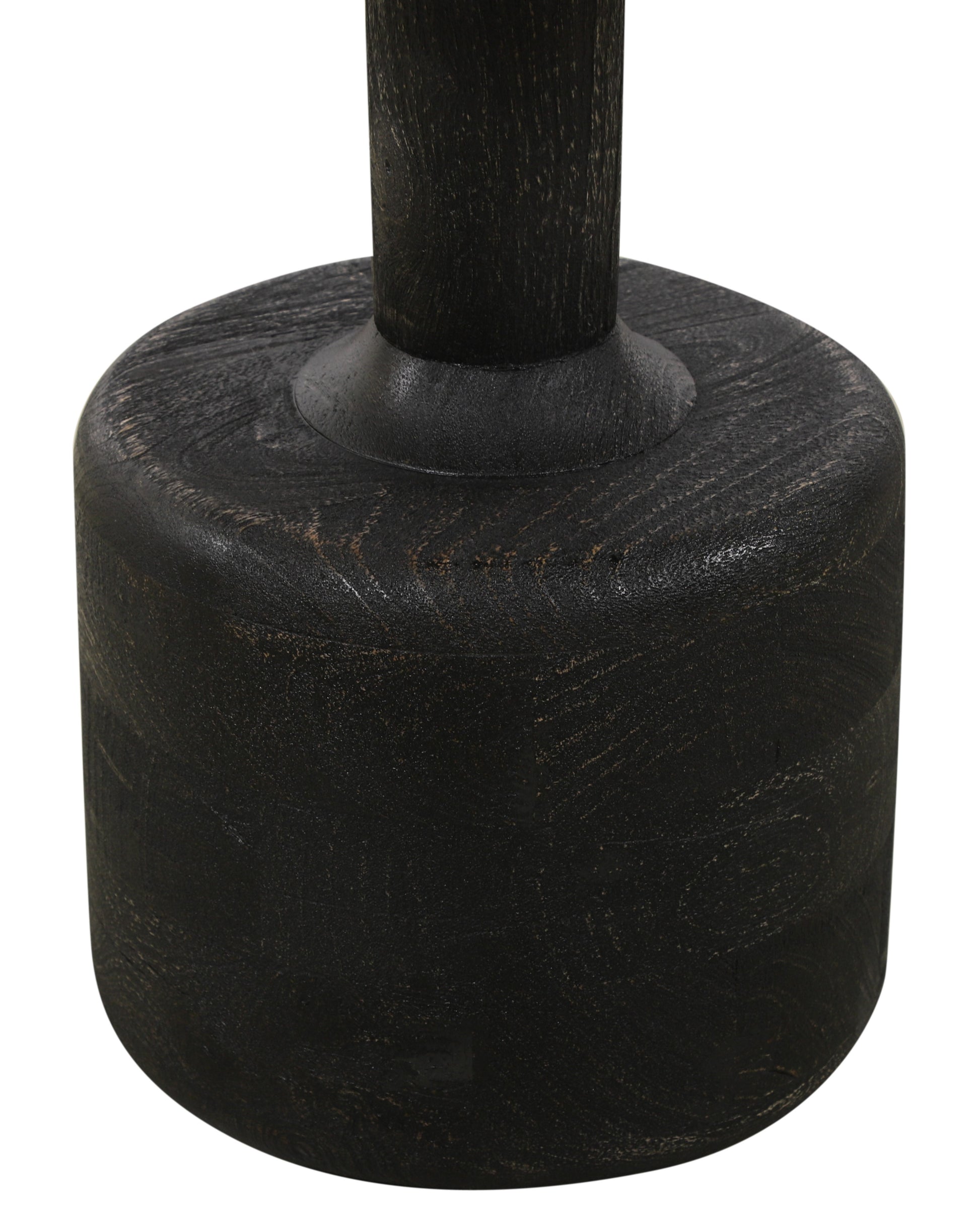 21" White and Black Distressed Marble and Solid Wood Round Pedestal End Table-End-Side Tables-DECOROLALA