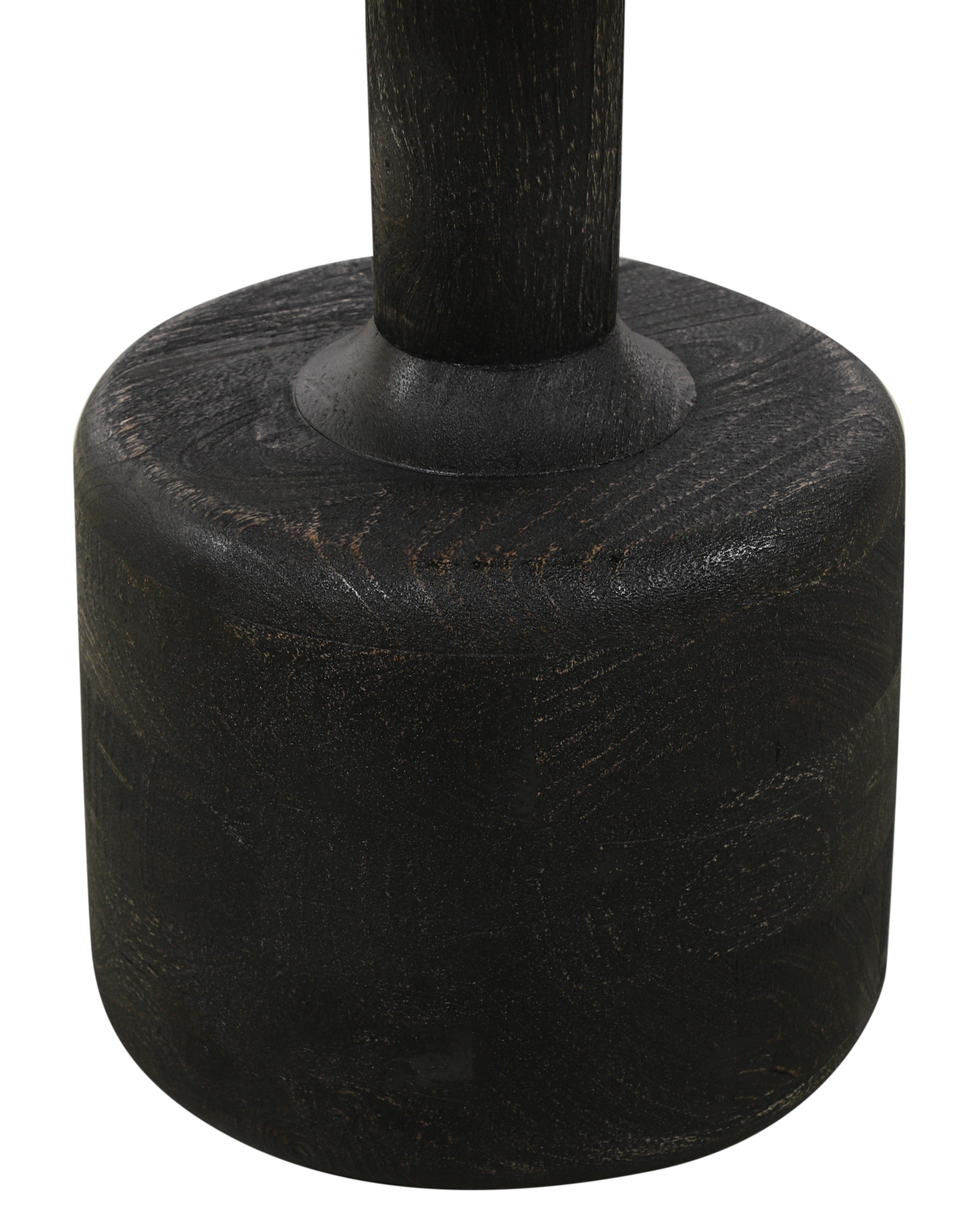 21" White and Black Distressed Marble and Solid Wood Round Pedestal End Table-End-Side Tables-DECOROLALA