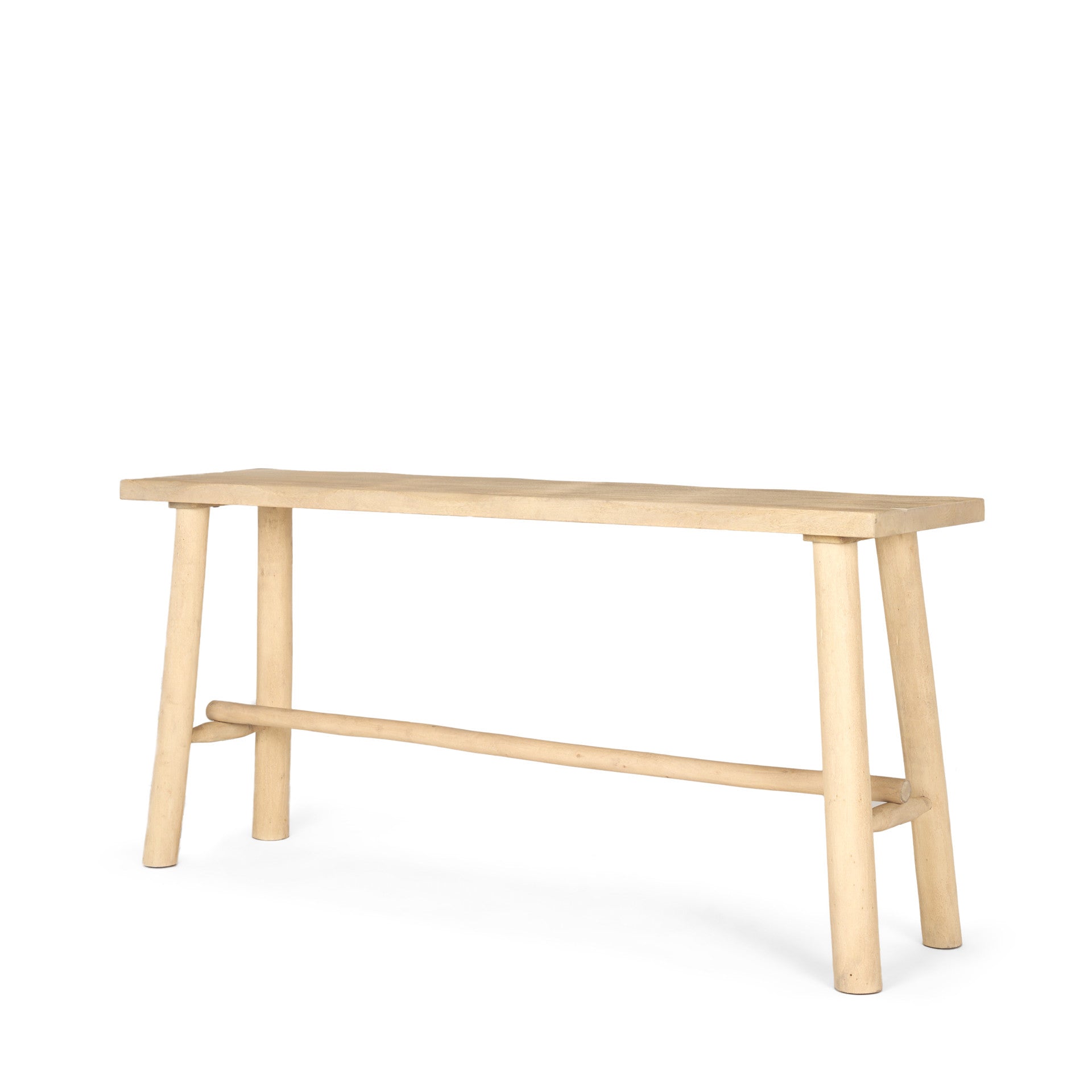 66" Light Brown Solid Wood Trestle Console Table-Console Tables-DECOROLALA