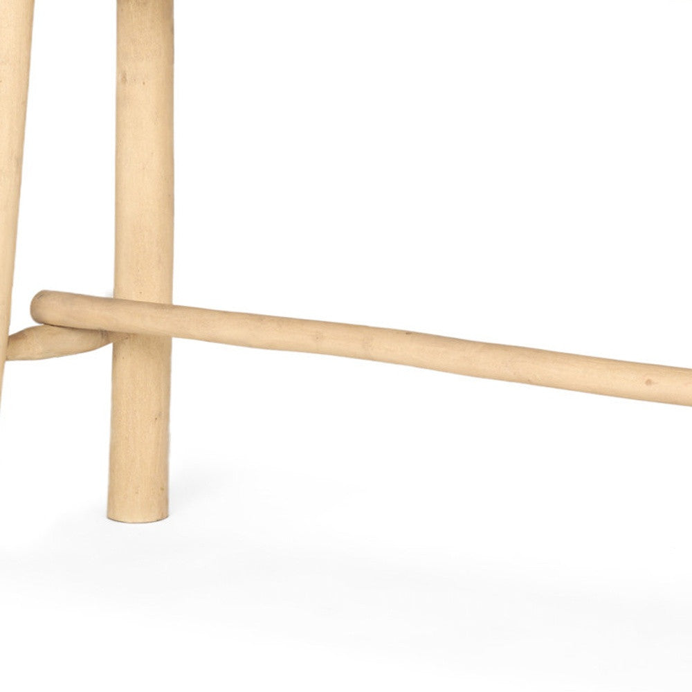 66" Light Brown Solid Wood Trestle Console Table-Console Tables-DECOROLALA