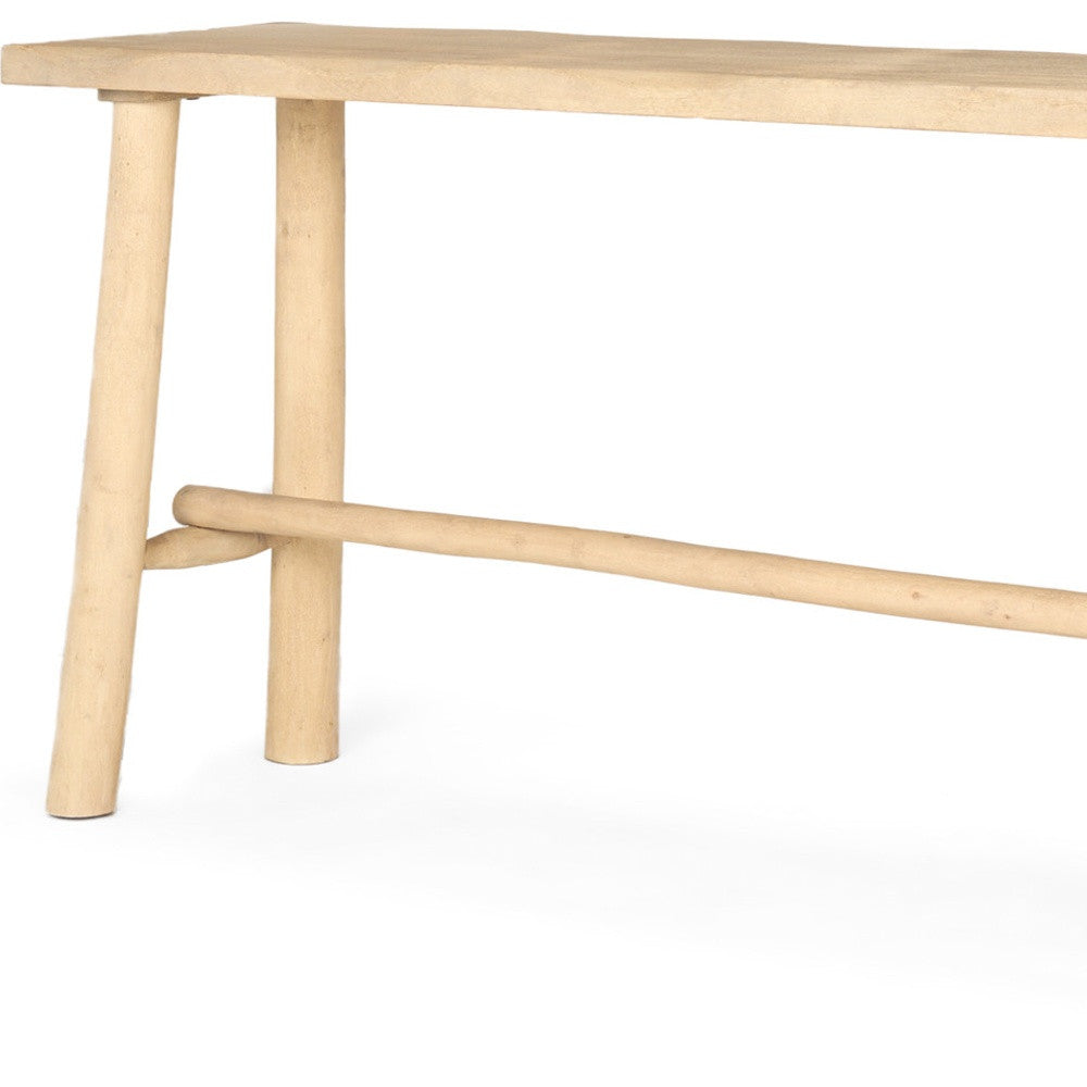 66" Light Brown Solid Wood Trestle Console Table-Console Tables-DECOROLALA