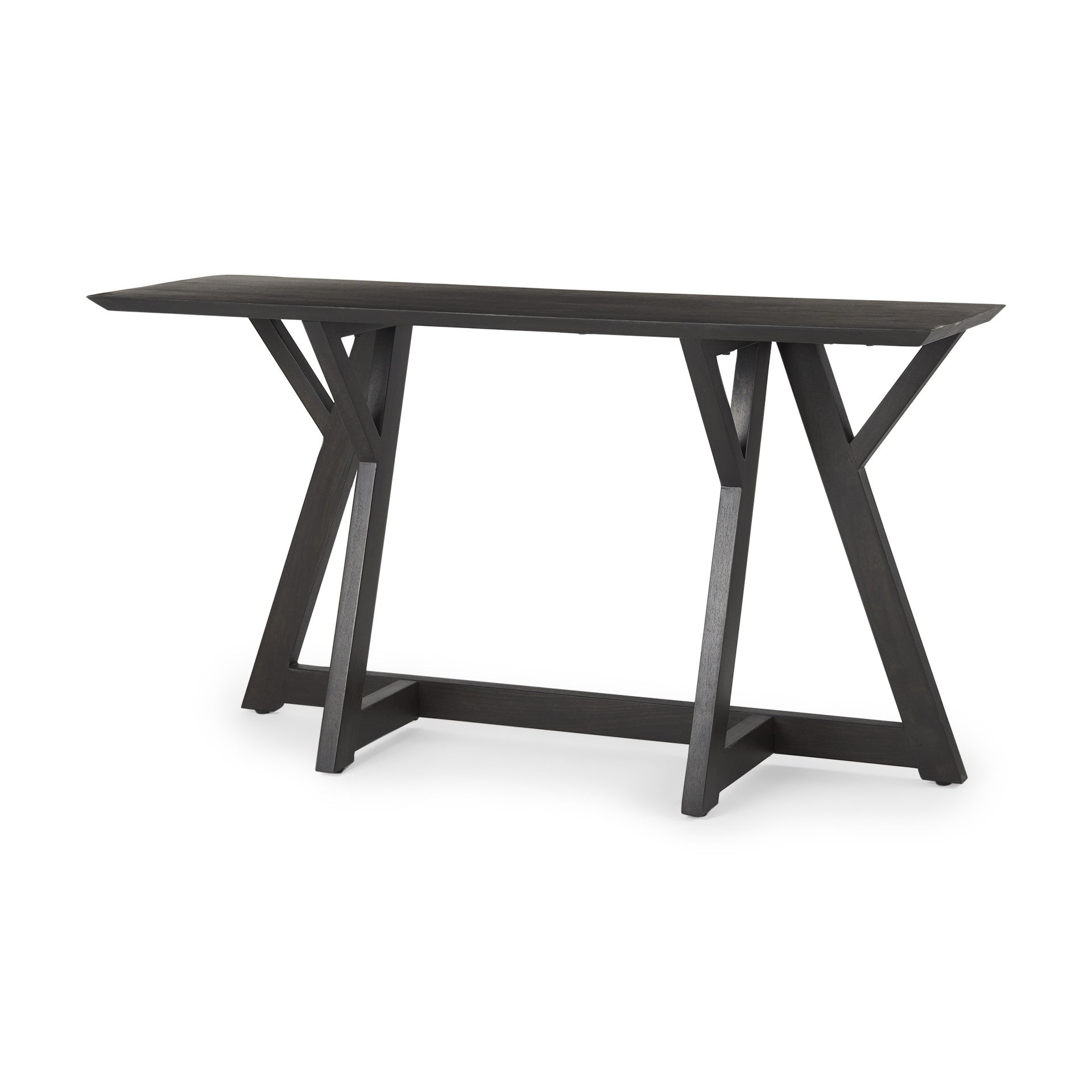 54" Brown Solid Wood Trestle Console Table-Console Tables-DECOROLALA