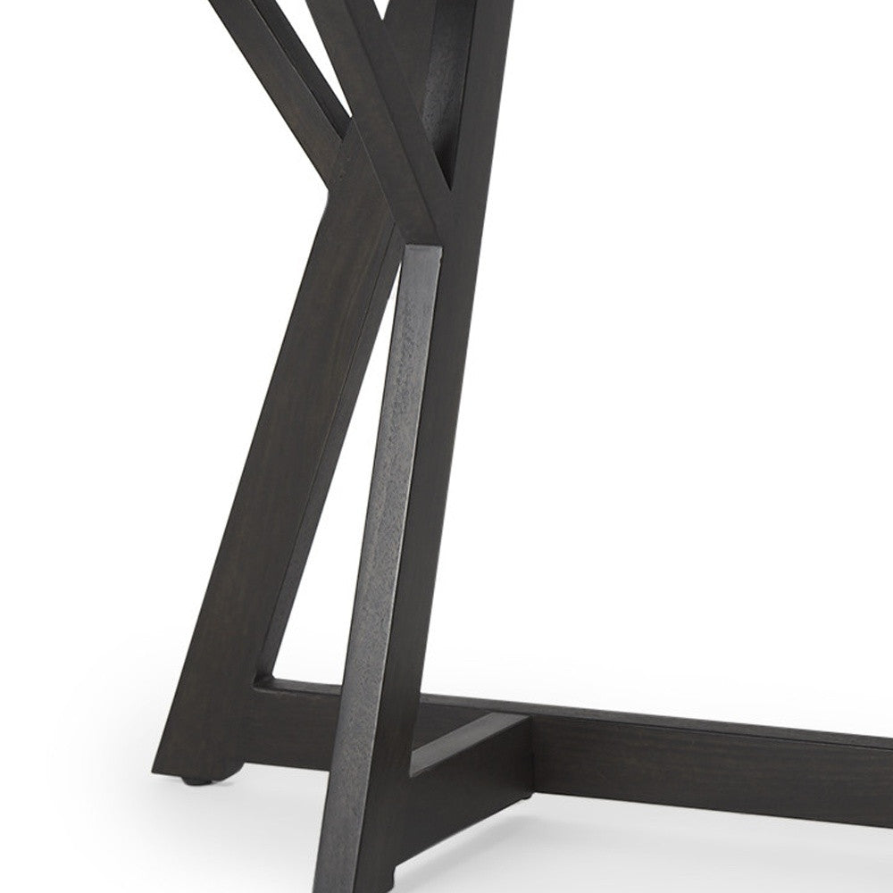54" Brown Solid Wood Trestle Console Table-Console Tables-DECOROLALA